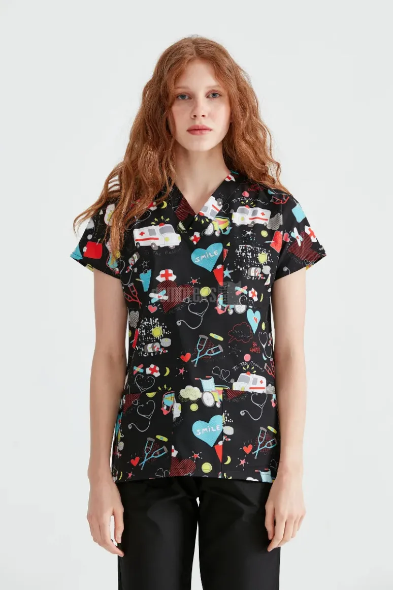 Des Vu Demoteks Black Ambulance - Women - Blouse Elastane with Print