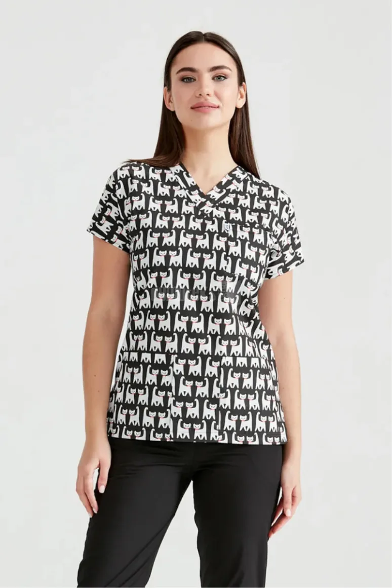 Des Vu Demoteks Black Cats - Women - Blouse with Print