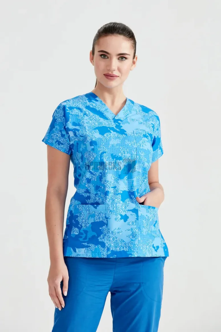 Des Vu Demoteks Blue Camouflage - Women - Blouse with Print