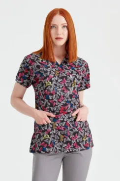 Des Vu Demoteks Butterfly Rose - Women - Blouse Elastane with Print