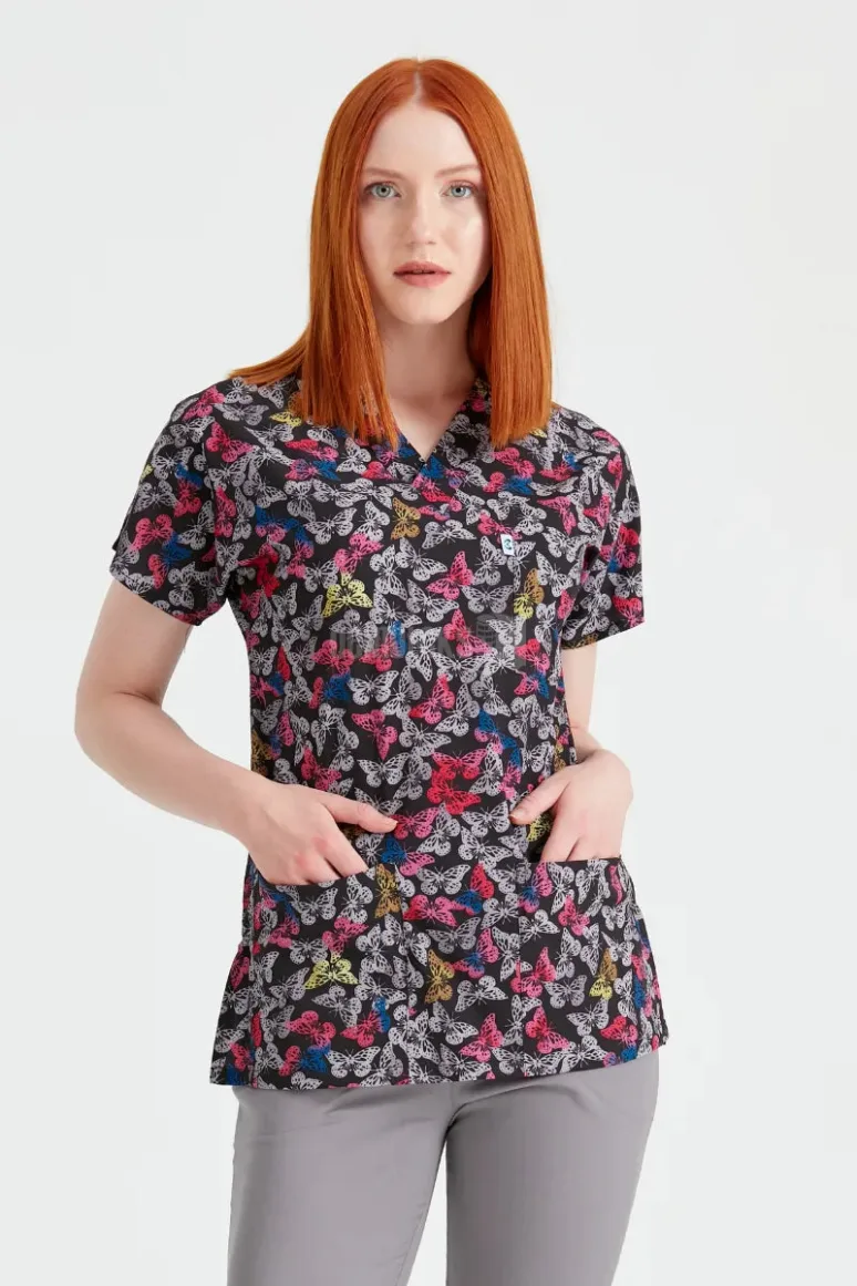 Des Vu Demoteks Butterfly Rose - Women - Blouse Elastane with Print