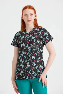 Des Vu Demoteks Butterfly Turquoise - Women - Blouse Elastane with Print