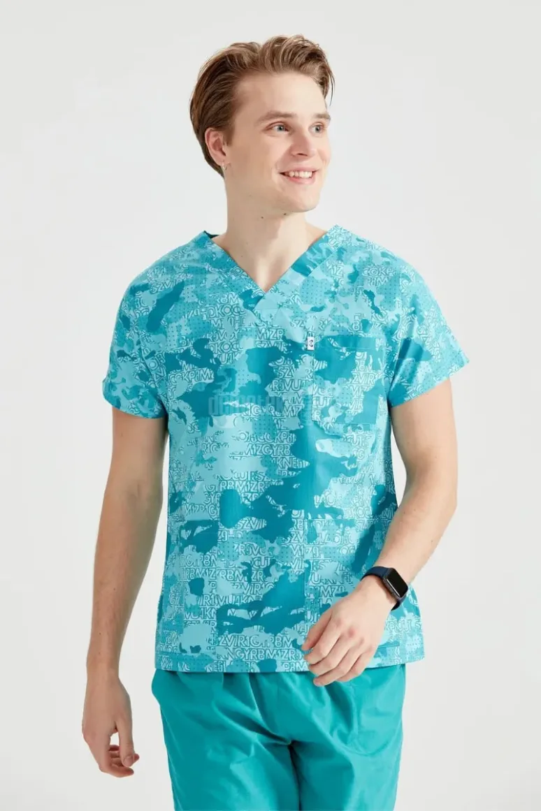 Des Vu Demoteks Camouflage Turquoise - Men - Blouse with Print