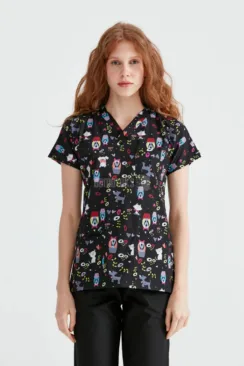 Des Vu Demoteks Cartoon Cats - Women - Blouse Elastane with Print