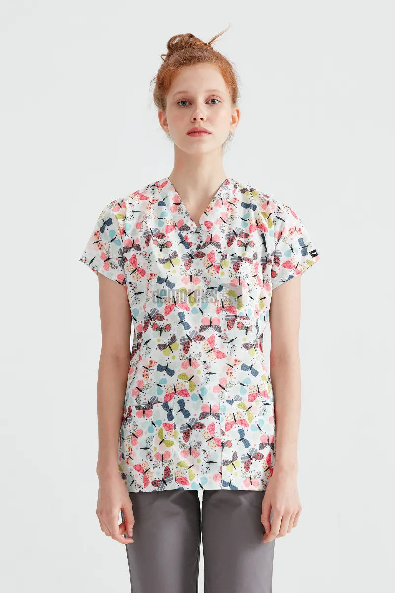 Des Vu Demoteks Colorful Butterfly - Women - Blouse Elastane  with Print