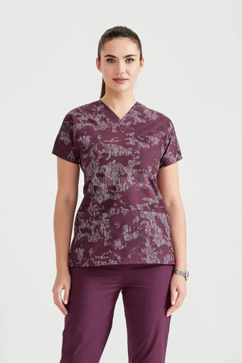 Des Vu Demoteks Camouflage Garnet - Women - Blouse Elastane with Print