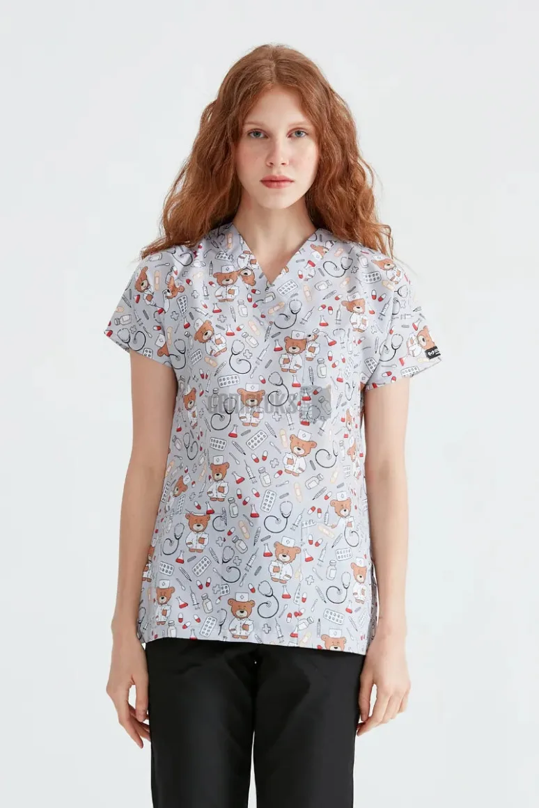 Des Vu Demoteks Gray Teddy Bear - Women - Blouse with Print