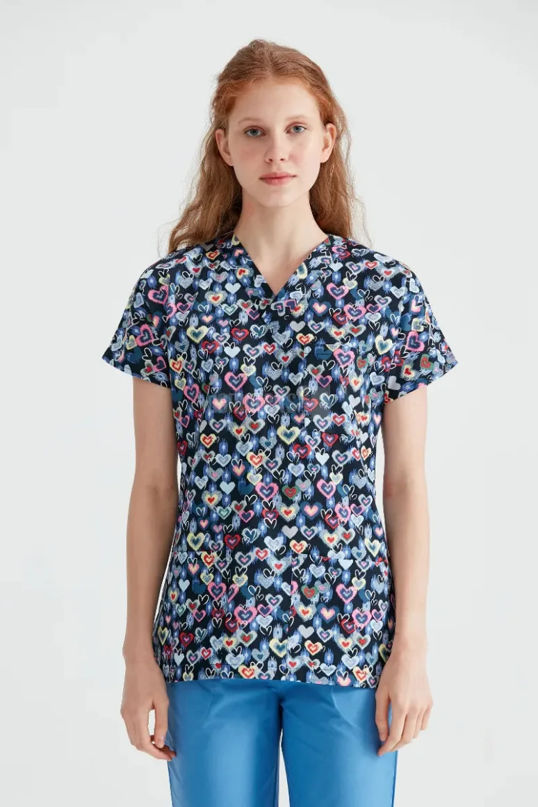 Des Vu Demoteks Mini Hearts - Women - Blouse Elastane  with Print