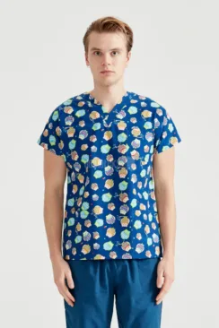 Des Vu Demoteks Navy Blue Owl - Men - Blouse with Print