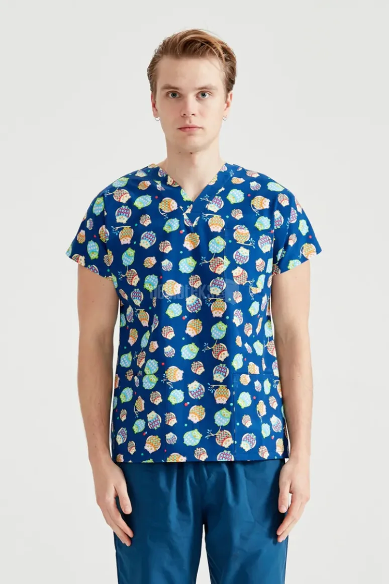 Des Vu Demoteks Navy Blue Owl - Men - Blouse with Print