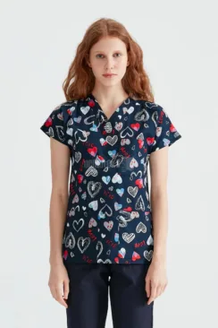 Des Vu Demoteks Navy Love - Women - Blouse Elastane with Print