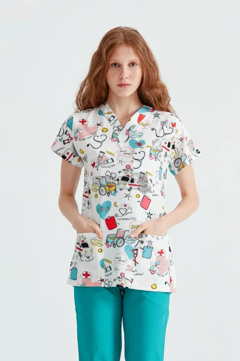 Des Vu Demoteks White Ambulance - Women - Blouse Elastane  with Print