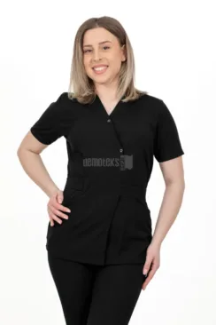 Des Vu Demoteks Black - Women - Belted Scrub Set Elastane