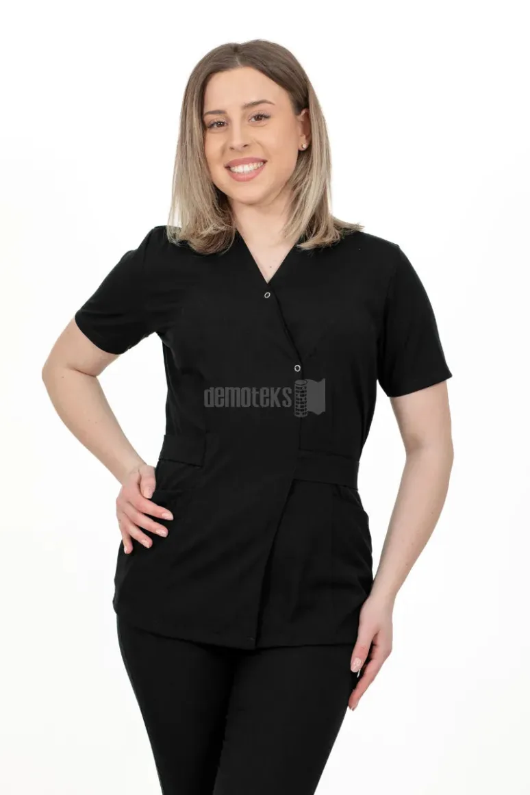 Des Vu Demoteks Black - Women - Belted Scrub Set Elastane