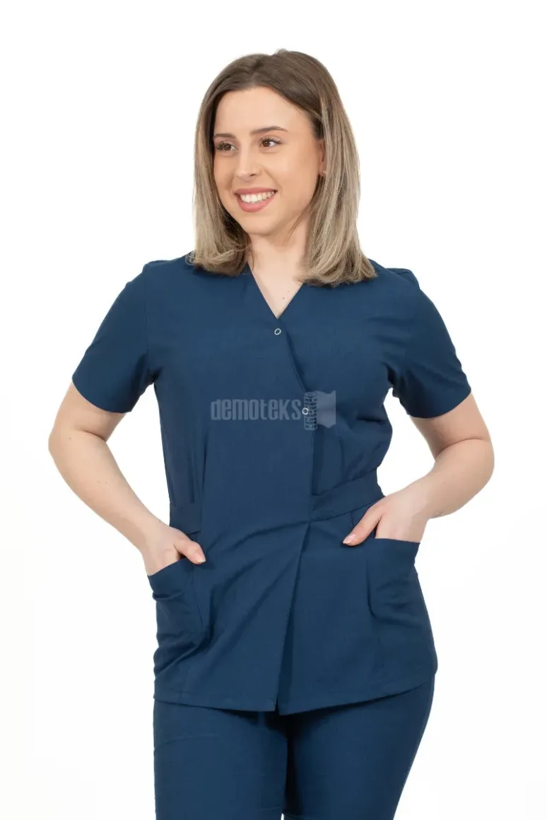 Des Vu Demoteks Indigo Blue - Women - Belted Scrub Set Elastane