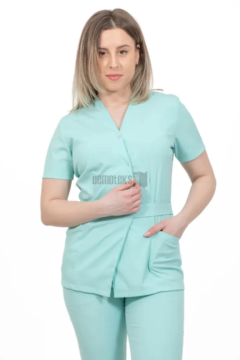 Des Vu Demoteks Mint Green - Women - Belted Scrub Set Elastane