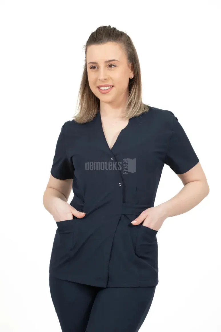 Des Vu Demoteks Navy Blue - Women - Belted Scrub Set Elastane