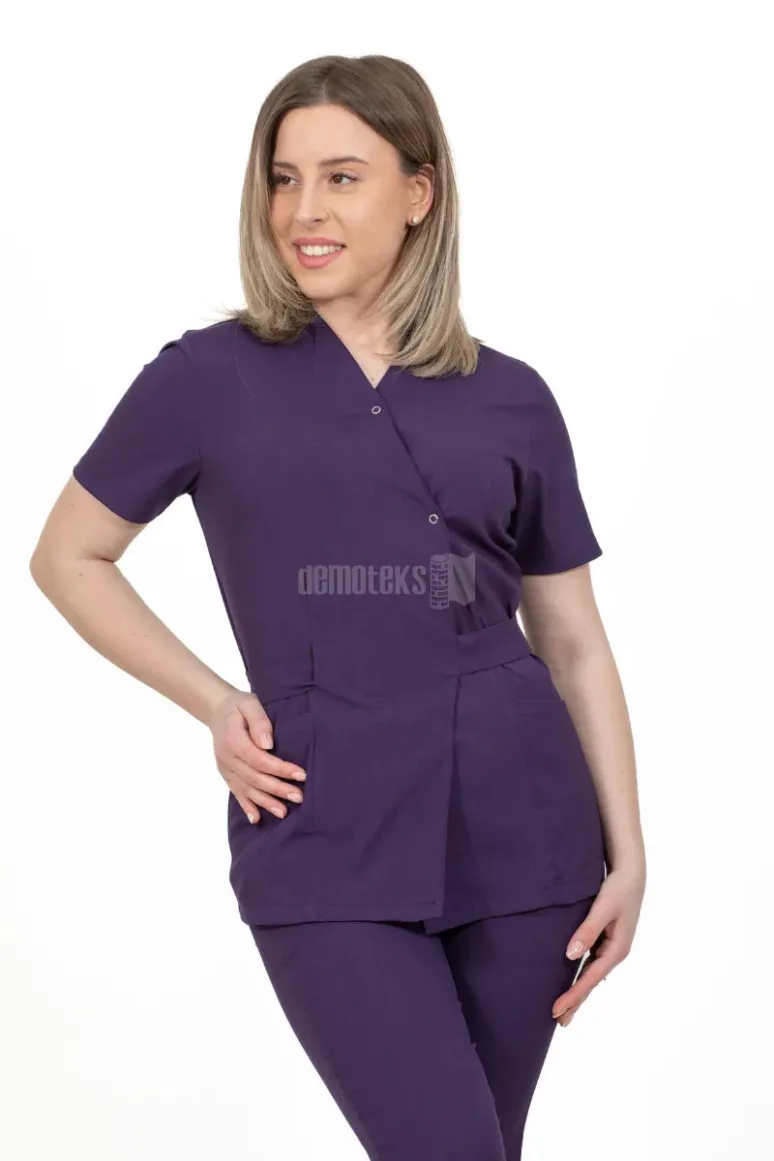 Des Vu Demoteks Purple - Women - Belted Scrub Set Elastane