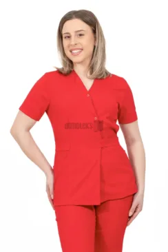 Des Vu Demoteks Red - Women - Belted Scrub Set Elastane