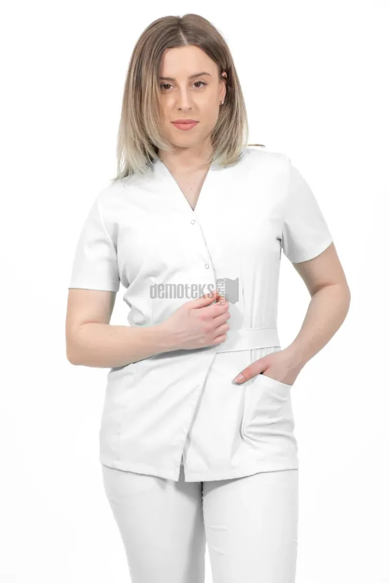 Des Vu Demoteks White - Women - Belted Scrub Set Elastane